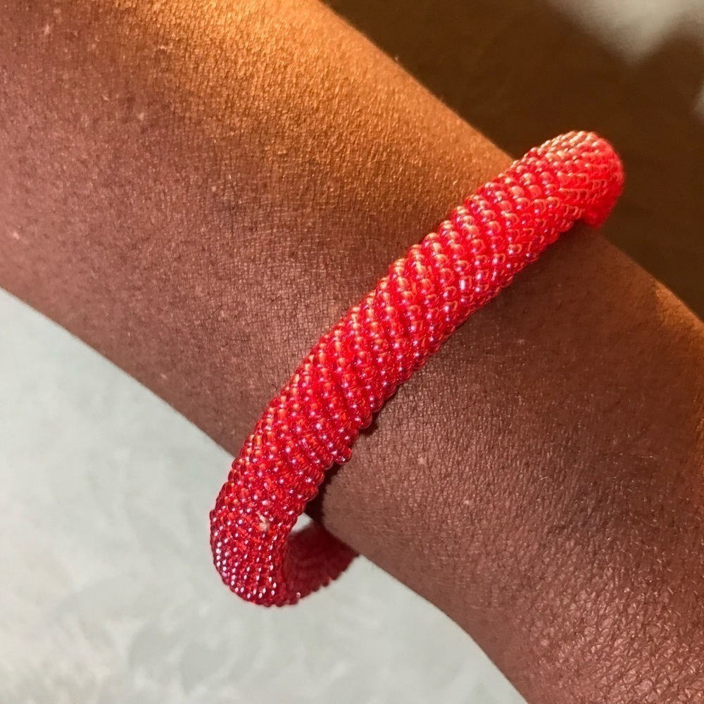 Nwot Red Beaded Bracelet Handmade In Kenya